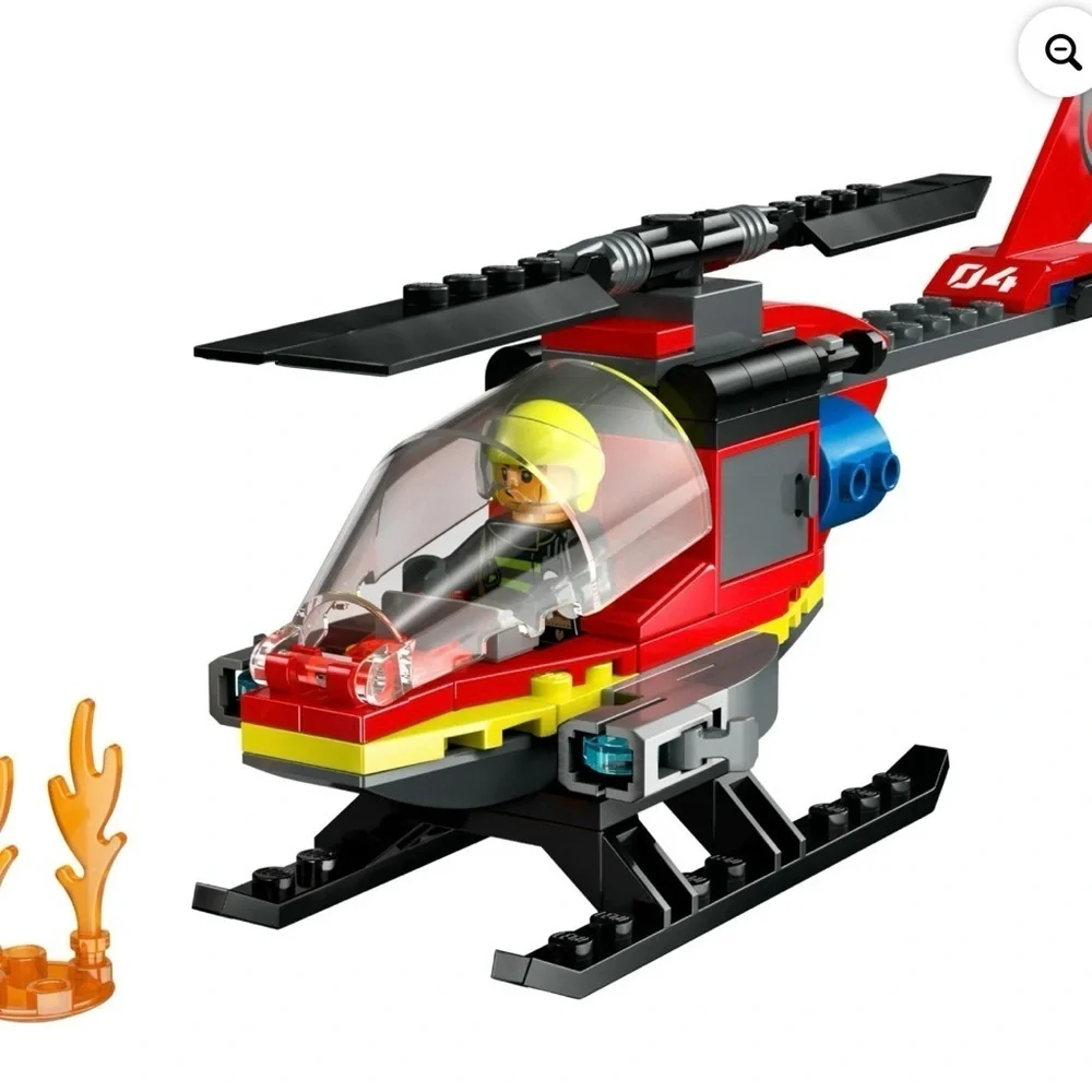 LEGO City Fire Rescue Helicopter Toy, Building Set with Firefighter